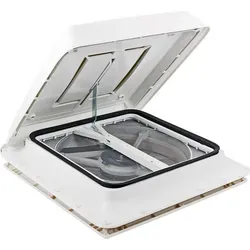 Fiamma Turbo Vent Kurbeldachhaube mit Thermostat 40 x 40 für Wohnwagen - Optimale Luftzirkulation für Ihr Fahrzeug! Die Fiamma Kurbeldachhaube bietet einen 12 Volt Ventilator mit fünf Geschwindigkeiten und zwei Moskitonetzen für angenehme Frischluft während Ihrer Reisen.