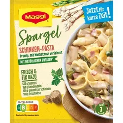 MAGGI Fix Spargel Pasta mit Schinken Würzmix 35 g - MAGGI Fix Spargel Pasta mit Schinken Würzmix 35 g – ideal für eine cremige Pasta mit frischem Spargel und Schinken. Einfach zuzubereiten, sorgt für ein harmonisches Geschmackserlebnis mit perfekter Würzung.
