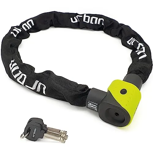 Urban Security 10K120 Motorradschloss Kettenschloss Motorrad Escooter Roller Schloss Motorrad Schloss Kette Motorroller Schloss Motorrad Moped Schloss E Roller Schloss mit Zulassung ART3, Ø10, 120cm