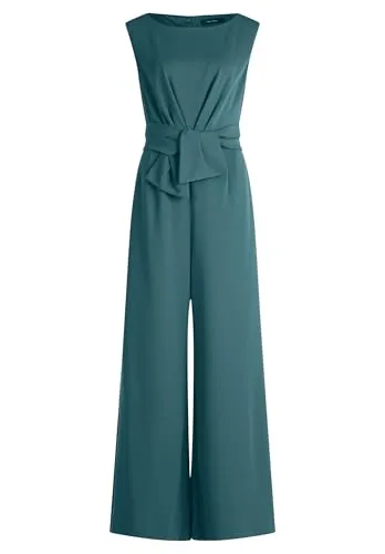 Vera Mont Damen Jumpsuit mit weitem Bein 40, Dark Emerald - Eleganter Jumpsuit aus hochwertigem Crêpe mit weitem Bein, ideal für festliche Anlässe. Der U-Boot-Ausschnitt und die praktischen Nahttaschen vereinen Stil und Funktionalität für einen perfekten Auftritt.