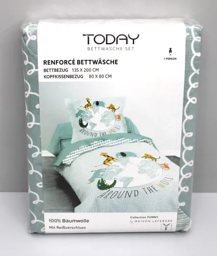 Familando Kinderbettwäsche Set 135x200 cm - Dschungeltiere - Bettwäsche-Set für Jungen und Mädchen, 100% Baumwolle, mit Reißverschluss und fröhlichem Dschungel-Tier-Design. Ideal als Geschenk für Tierfans und für eine gemütliche Schlafumgebung.