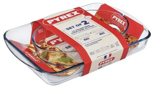Pyrex 2er Set Backformen 3,7 l + 2,2 l, 2 Stück
