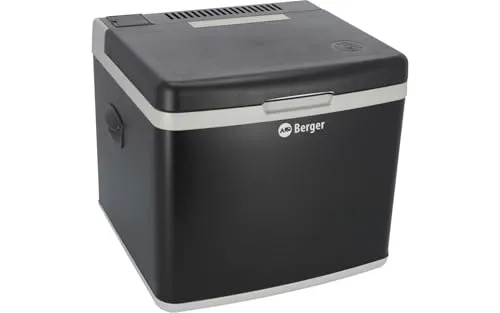 BERGER Absorber Kühlbox 41 Liter mit 12V, 230V & Gas | Kühlbox Auto elektrisch Perfekt für Camping, Picknick & Outdoor | Effiziente Kühlung für unterwegs | Schwarz-Grau