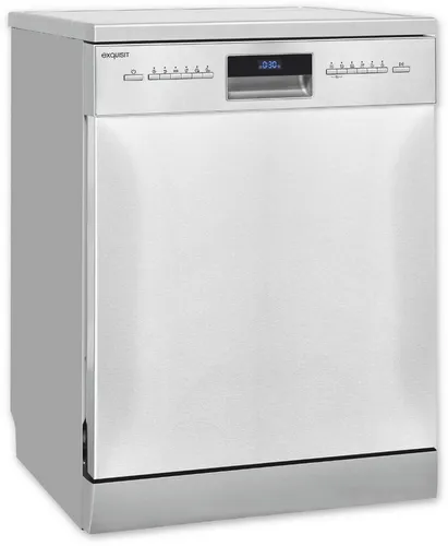 Exquisit Geschirrspüler GSP9614-030B inox | 14 Maßgedecke, leise und energieeffizient - Geschirrspüler mit 14 Maßgedecken, Aquastop und Auto Door Funktion, ideal für Haushalte. 6 Programme und leiser Betrieb bei 42 dB(A) sorgen für effiziente Reinigung.