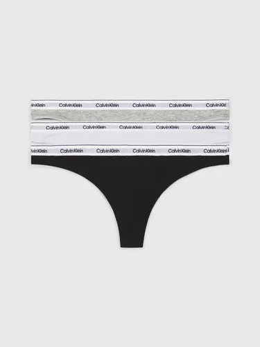 Calvin Klein Underwear Tanga 3er-Pack mit Logobund - String Tangas in black/white/grey heather, aus elastischem Baumwollmaterial für optimalen Tragekomfort und modernen Look.
