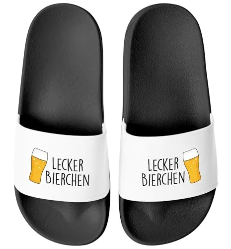 MoonWorks Badeschlappen mit Lustigem Spruch – Lecker Bierchen - Stylische und rutschfeste Badeschlappen für Herren und Damen! Ideal für Strand, Sauna oder Zuhause. Mit individuellem Design und hohem Tragekomfort – ein echter Hingucker!
