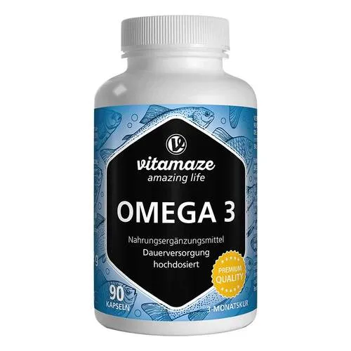 Vitamaze OMEGA-3 1000 mg - Hochdosiertes Fischöl mit 400 mg EPA und 300 mg DHA, unterstützt Herz- und Gehirnfunktion