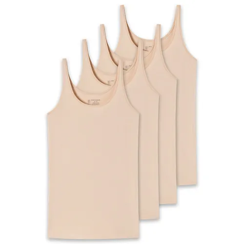 Damen T-Shirt von SCHIESSER im Viererpack - Bequemes Trägertop aus der Serie 95/5 im praktischen Viererpack. Ideal für den Alltag und als Unterziehshirt geeignet. Gewählte Variante: Beige (Sand), Größe: M.