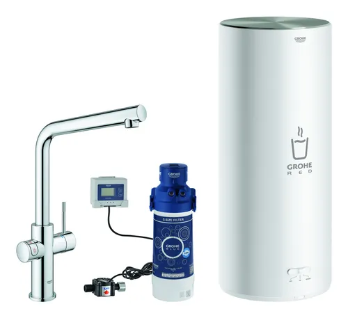 Grohe Red Duo Spültischarmatur mit L-Auslauf - Chrom - 30325001 - Küchenarmaturen mit integriertem Boiler für sofort heißes Wasser, ideal für kreative Kochabenteuer und effizientes Arbeiten in der Küche.