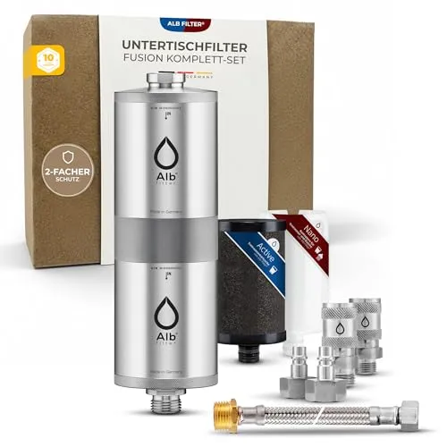 Alb Filter FUSION Trinkwasserfilter | Untertisch Komplett-Set mit Schnellkupplung - Hochwertiger Edelstahl-Wasserfilter für reines Trinkwasser, ideal für die Untertischmontage und einfach zu installieren.