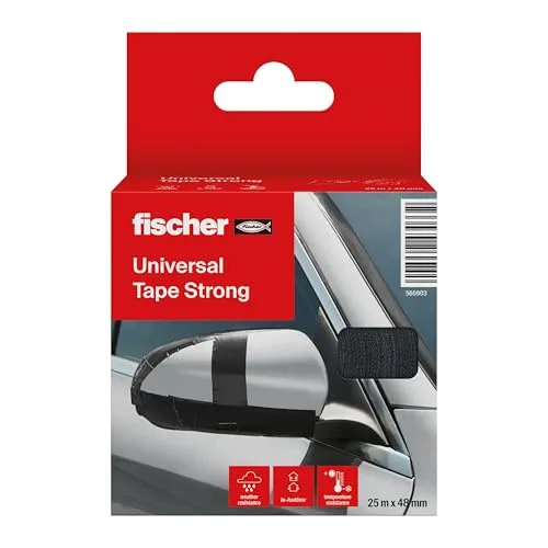 fischer Universal Tape Strong Gewebeband, 25 m x 48 mm, extrem starkes Gewebeband für den Innen- & Außenbereich, Allzweckklebeband mit hoher Zugfestigkeit, witterungs- & wetterbeständig