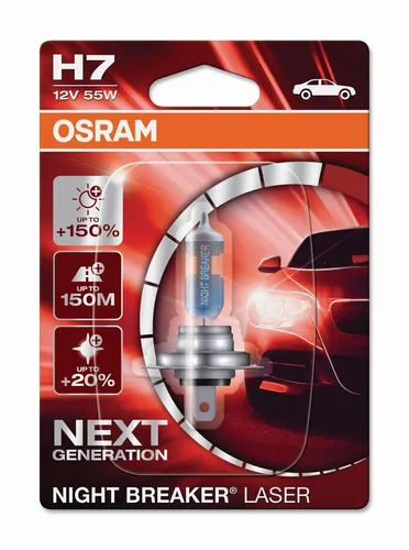 Osram H7 12V 55W PX26d NIGHT BREAKER LASER +150% mehr Helligkeit 1Stk.