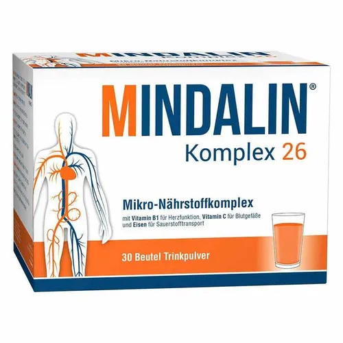 Mindalin Komplex 26 Pulver 420 g - Multivitamine mit 26 Inhaltsstoffen zur Unterstützung eines gesunden Herz-Kreislauf-Systems, ideal für Energieversorgung und Blutdruckregulation, sehr gut verträglich und einfach dosierbar.