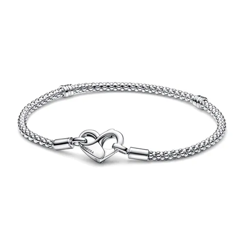 PANDORA Armband mit Infinity Herzverschluss - Armbänder für Damen, handverarbeitet aus Sterlingsilber mit flexiblem Design und Unendlichkeitssymbol – ideal für bis zu 18 Charms.