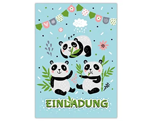 Einladungskarten zum Kindergeburtstag Geburtstag Mädchen Jungen Panda 12