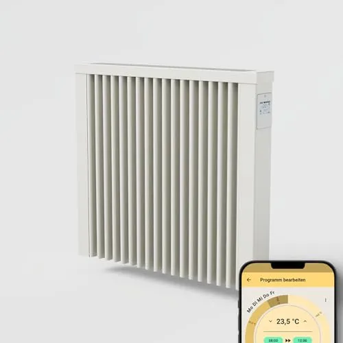 AeroFlow Elektroheizung FlexiSmart Pro WLAN 1300W - Effiziente Elektroheizung (1300 Watt) mit Schamotte-Speicherkern für 10-20 m². WLAN-fähige Steuerung über App, schnelle Aufheizzeit und langanhaltende Wärme. Ideal für Bungalows und Büros.