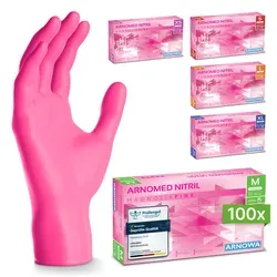 ARNOMED RAINBOW NITRIL MAGNOLIA PINK Nitrilhandschuhe pink puderfrei, VE 100 Stück 8/M