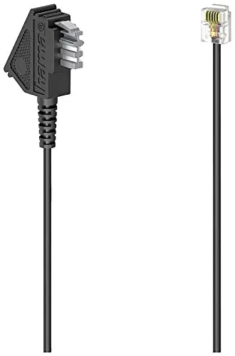 Hama Universal Telefonkabel TAE-F auf RJ11-Stecker - Hochwertiges Rundkabel für optimale Übertragungsqualität, ideal für Telefon, Fax und Modem