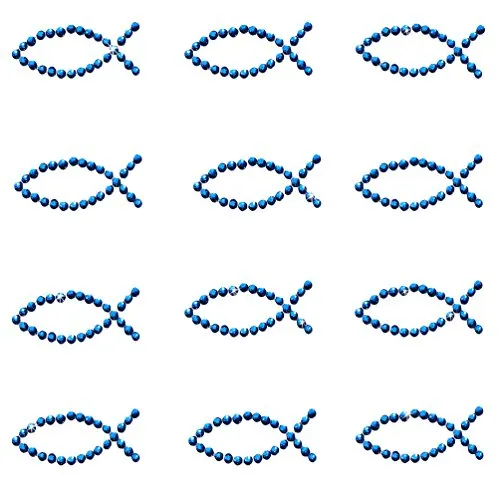 Oblique Unique® 12 Stück Fisch Sticker Strass Steine Königsblau zum Verzieren oder Aufkleben oder Einkleben von Karten - Kommunion Taufe Deko Tischdeko