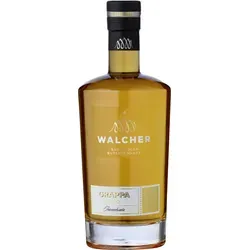 Walcher Grappa d’Oro - Exquisite Grappa aus Südtirol, hergestellt aus feinsten Traubentrestern und gereift in Fässern für einen einzigartigen, aromatischen Geschmack mit Nuancen von Mandeln und Vanille.