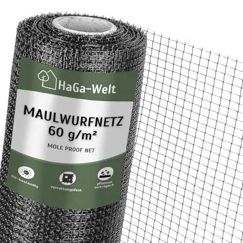 HaGa Maulwurfnetz - 1m x 100m - Schutznetz gegen Maulwurf - effektives Maulwurf vertreiben unter Rasen & Rollrasen - Tierfreundlicher Maulwurf Vertreiber & Maulwurfschreck
