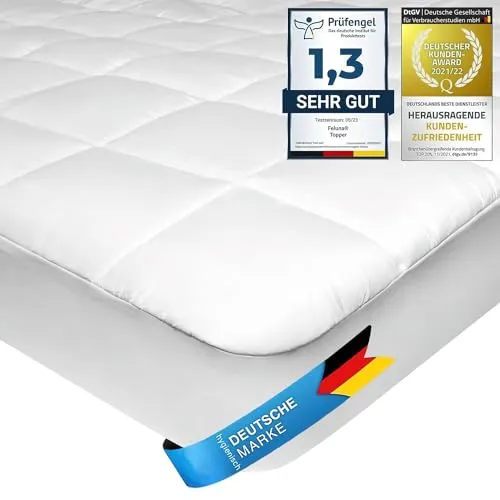 Feluna Bettdecke + Topper Mikrofaser Matratzen-Unterlage - Matratzenauflagen, Soft-Touch Komfort für erholsamen Schlaf mit 100% Polyester für optimale Wärmeisolierung.