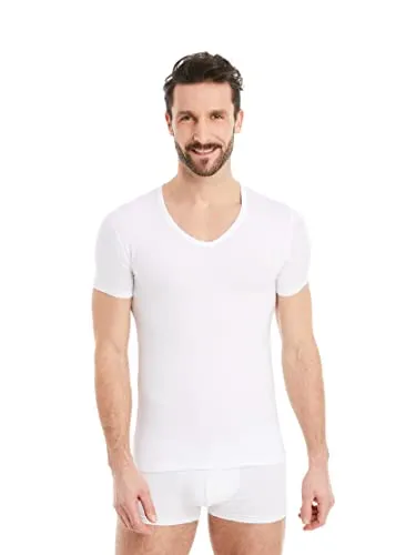 FINN Business Unterhemd Herren Kurzarm V-Ausschnitt - Weiches Unterziehshirt aus Lenzing® Modal in Weiß XXL - Federleicht und atmungsaktiv: Das V-Neck Unterhemd aus hochwertigem Lenzing Micro-Modal bietet maximalen Tragekomfort und bleibt unsichtbar unter Hemden oder Anzügen. Ideal für Büro und Alltag.