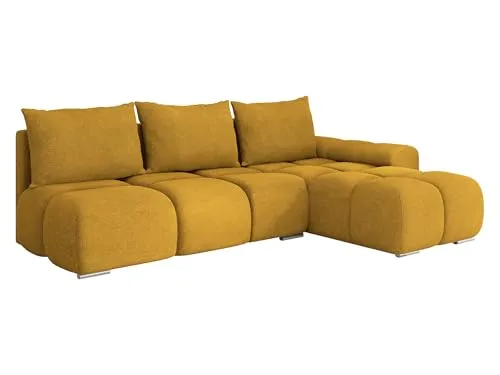 Mirjan24 Ecksofa Bukirt mit Bettkasten, 3 Sitzer L-Form Sofa mit Schlaffunktion, Eckcouch für Wohnzimmer, Couch mit Bettfunktion (Velo 626, Seite: Rechts)