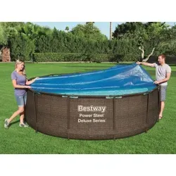 Bestway Pool Solarfolie Flowclear Ø 366 cm rund | blau - Poolzubehör mit effektiver Wärmeisolierung, ideal zur Erhöhung der Wassertemperatur und Reduzierung von Verdunstung.
