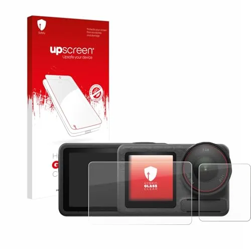 upscreen Schutzglas für DJI Osmo Action 5 Pro (case-friendly) Schutzfolie, Glas-Folie [Klar, 9H Panzerschutz, Anti-Fingerprint]