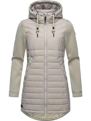 Ragwear Damen Übergangsjacke Sandra Long Bone 3XL - Modische Funktionsjacke mit weichen Ärmeln und Kapuze, ideal für Frühling und Herbst. Der figurumschmeichelnde Schnitt sorgt für hohen Tragekomfort bei Outdoor-Aktivitäten.