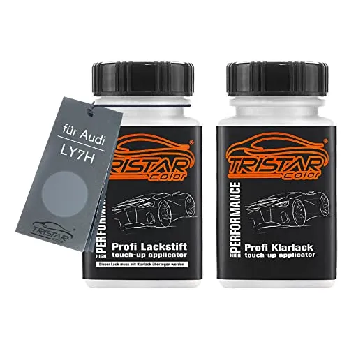 TRISTARcolor Autolack Lackstift Set für Audi LY7H Akoyasilber Metallic Basislack Klarlack je 50ml