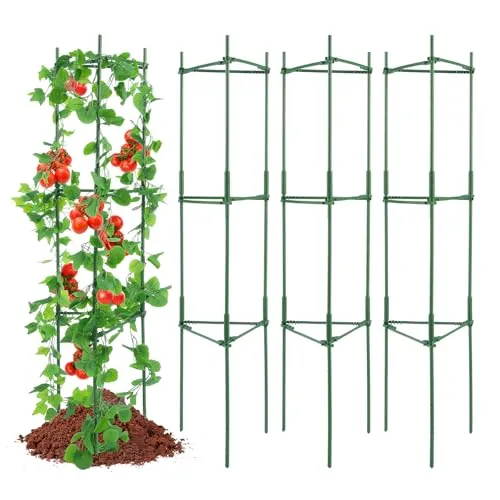 VEVOR 4x Rankhilfe Blumenhalter - Tomatenkäfig Pflanzenstütze 160cm - Pflanzenbinder & -stützen, robustes Stahlrohr mit Kunststoffbeschichtung für maximale Stabilität und Unterstützung Ihrer Pflanzen.