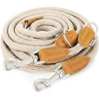 Rudelkönig Hundeleine 2,25m – Elegante und verstellbare Führleine für große Hunde - Führleinen – Hochwertige 3-fach verstellbare Hundeleine aus Leder und Kletterseil, ideal für entspannte Spaziergänge und Trainingseinheiten.