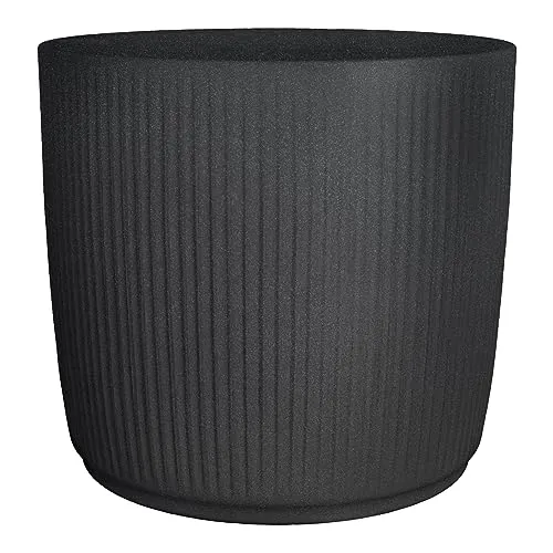 Scheurich Linetto 30 - Eleganter Pflanzkübel in Stony Black - Garten-Zubehör: Rundes Pflanzgefäß aus recyceltem Kunststoff mit 10 Jahren Garantie, vereint modernes Design und Nachhaltigkeit für jeden Außenbereich.