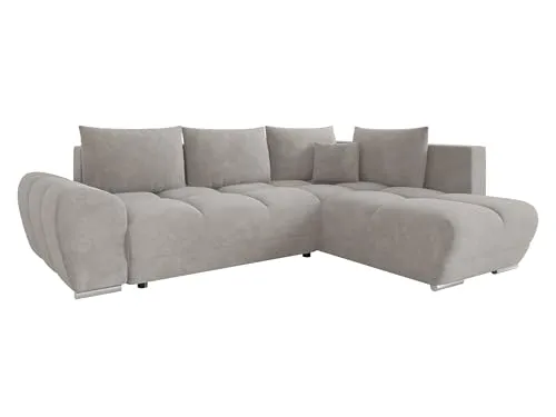 Mirjan24 Ecksofa Fureniz mit Bettkasten, 4 Sitzer L-Form Sofa mit Schlaffunktion, Eckcouch für Wohnzimmer, Couch mit Bettfunktion (Velo 633, Seite: Rechts)