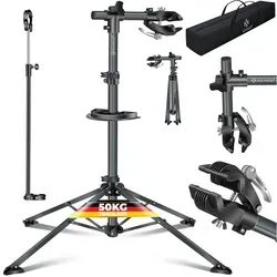 KESSER Profi Fahrrad-Montageständer mit Tasche und Werkzeugschale - Robuster Fahrradständer für bis zu 30 kg Traglast, ideal für die professionelle Wartung. Inklusive praktischer Tasche und Magnetfach für Werkzeug.
