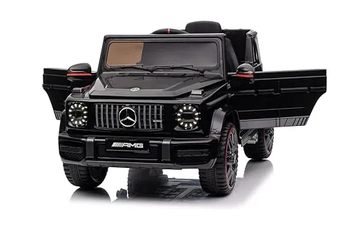 Mercedes Benz G63 Kinder Elektroauto 12V mit Fernbedienung - schwarz - Original Mercedes Benz Lizenz - 2 Motoren mit 70 Watt Leistung für aufregenden Fahrspaß. Ausgestattet mit LED-Scheinwerfern, Soundmodul und Sicherheitsfunktionen für sicheres Fahren.