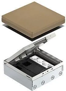 OBO Bettermann UDHOME9 2V GB V Geräteeinsatz komplett (7427300) - Geräteeinsätze & Montageträger, einbaufertige Einheit mit Schnurauslass, ideal für Estrich- und Hohlböden, VDE-zertifiziert für höchste Sicherheit.