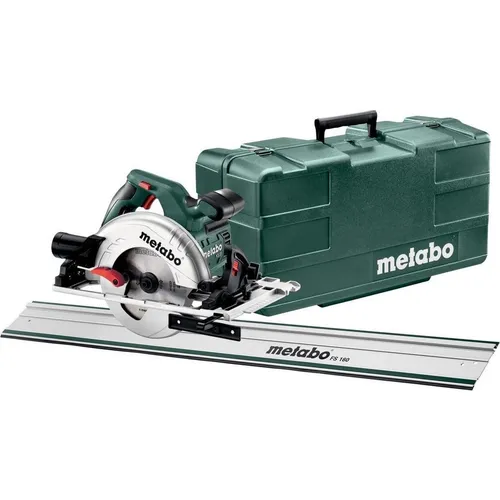 Metabo Handkreissäge KS 55 FS Set mit Führungsschiene - Kreissäge für präzise Schnitte in Holz, inklusive Koffer und Sägeblätter, ideal für Heimwerker und Profis.