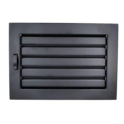 Ms Beschläge Lüftungsgitter Schwarz 325x195mm – Verstellbare Lamellen - Hochwertiges Warmluft- und Kaltluftgitter in Schwarz, ideal für Kaminofenanlagen. Mit verstellbaren Lamellen für optimale Luftzirkulation und ansprechendem Design. Inklusive montiertem Einbaurahmen.