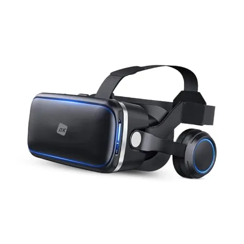 NK 3D VR Brille - Smartphone - 3D Brillen mit 360° Sichtfeld und integrierten Kopfhörern für ein immersives VR-Erlebnis. Verstellbare Pupillenabstände garantieren optimale Sicht.