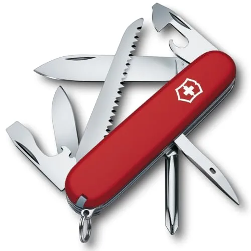 VICTORINOX Schweizer Taschenmesser Hiker rot - Zangen - Vielseitiges Taschenmesser mit 15 Funktionen, ideal für Outdoor-Abenteuer und Notfälle.