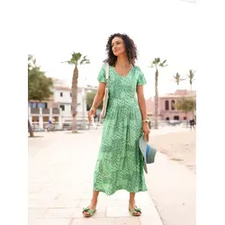 Witt Jerseykleid im apfel-champagner Design - Modisches Jerseykleid mit V-Ausschnitt und Faltenoptik, ideal für lässige Anlässe. Hergestellt aus 95% Viskose für hohen Tragekomfort.