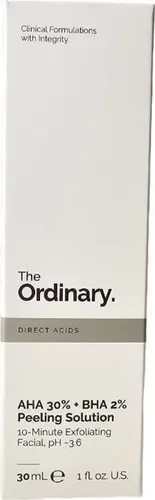 The Ordinary AHA 30% + BHA 2% Peeling Solution 30 ml - Hochwirksames Gesichtspeeling mit einer Kombination aus AHA und BHA für erfahrene Anwender. Verbessert die Hautstruktur und verfeinert das Hautbild.