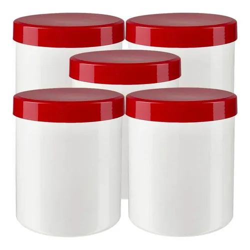 Salbenkruke weiß 250 g mit Schraubdeckel rot Inhalt: 5 St