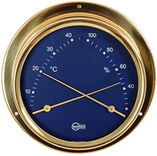 Barigo Kabinenausstattung Thermometer Hygrometer Messing Skala Blau
