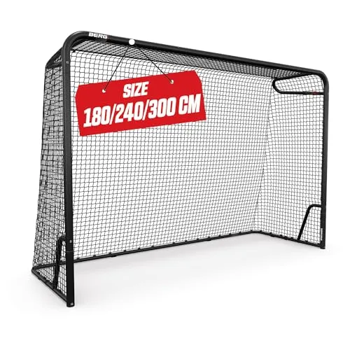 BERG Fußballtor für Kinder und Erwachsene 180/240/300 cm - Hochwertiges Fußballtor aus Metall mit stabilen Netz, ideal für Garten und vielseitig einsetzbar für Fußball, Hockey und Handball. Einfache Montage und in 3 Größen erhältlich.