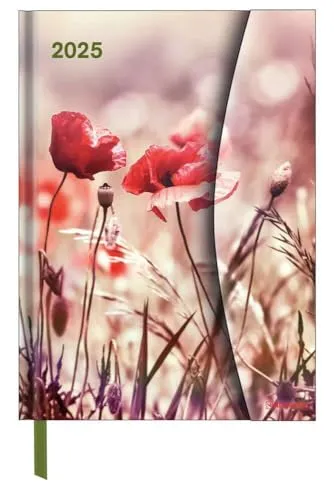 N NEUMANNVERLAGE - Flowers 2025 Diary, 16x22cm, Taschenkalender mit Magnetverschluss und Lesebändchen, Tasche für Visitenkarte, Jahres- und ... internationales Kalendarium: Magneto Diary
