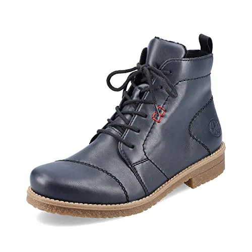 Rieker Damen Schnürstiefeletten 73500 - Wanderschuhe mit flachem Absatz und bequemem Reißverschluss, ideal für Übergangszeiten und vielseitig kombinierbar.